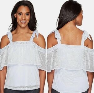 Puma Blue Ruffled Puff Sleeve Blouse